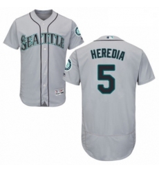 Mens Majestic Seattle Mariners 5 Guillermo Heredia Grey Road Flex Base Authentic Collection MLB Jersey