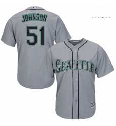 Mens Majestic Seattle Mariners 51 Randy Johnson Replica Grey Road Cool Base MLB Jersey