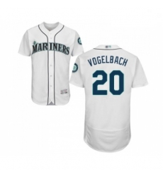 Mens Seattle Mariners 20 Dan Vogelbach White Home Flex Base Authentic Collection Baseball Jersey