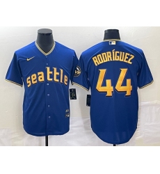 Men's Seattle Mariners #44 Julio Rodriguez Blue 2023 City Connect Cool Base Stitched Jersey