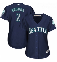 Womens Majestic Seattle Mariners 2 Jean Segura Replica Navy Blue Alternate 2 Cool Base MLB Jersey