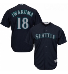 Youth Majestic Seattle Mariners 18 Hisashi Iwakuma Authentic Navy Blue Alternate 2 Cool Base MLB Jersey