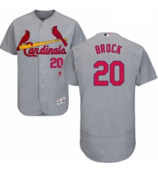 Mens Majestic St Louis Cardinals 20 Lou Brock Grey Road Flex Base Authentic Collection MLB Jersey