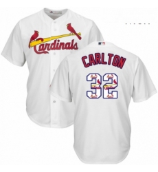 Mens Majestic St Louis Cardinals 32 Steve Carlton Authentic White Team Logo Fashion Cool Base MLB Jersey 