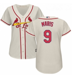 Womens Majestic St Louis Cardinals 9 Roger Maris Authentic Cream Alternate Cool Base MLB Jersey