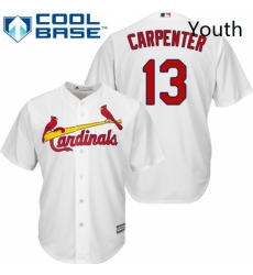 Youth Majestic St Louis Cardinals 13 Matt Carpenter Replica White Home Cool Base MLB Jersey