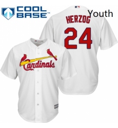 Youth Majestic St Louis Cardinals 24 Whitey Herzog Authentic White Home Cool Base MLB Jersey