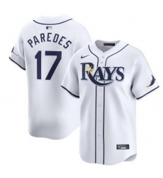 Men Tampa Bay Rays 17 Isaac Paredes White Home Limited Stitched Baseball Jersey