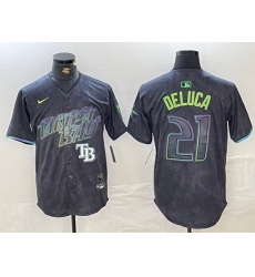 Men Tampa Bay Rays 21 Jonny DeLuca Charcoal 2024 City Connect Limited Stitched jerseys 4
