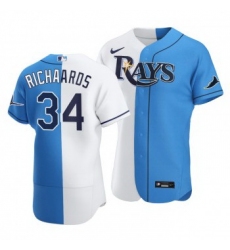 Men Tampa Bay Rays 34 Trevor Richards Split White Blue Two Tone Jersey