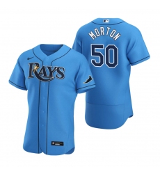 Men Tampa Bay Rays 50 Charlie Morton Men Nike Light Blue Alternate 2020 Flex Base Player MLB Jersey