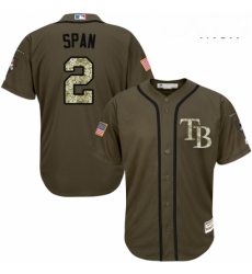 Mens Majestic Tampa Bay Rays 2 Denard Span Authentic Green Salute to Service MLB Jersey 