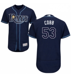 Mens Majestic Tampa Bay Rays 53 Alex Cobb Navy Blue Alternate Flex Base Authentic Collection MLB Jersey