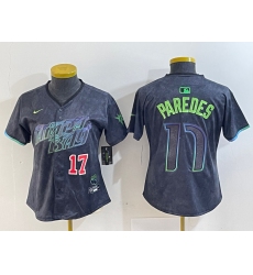 Women Tampa Bay Rays 17 Isaac Paredes Charcoal 2024 City Connect Limited Stitched Baseball Jersey 1