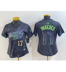 Women Tampa Bay Rays 17 Isaac Paredes Charcoal 2024 City Connect Limited Stitched Baseball Jersey