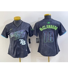 Women Tampa Bay Rays 18 Shane McClanahan Charcoal 2024 City Connect Limited Stitched Baseball Jersey 3