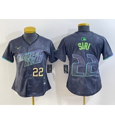 Women Tampa Bay Rays 22 Jose Siri Charcoal 2024 City Connect Limited Stitched Baseball Jersey  4