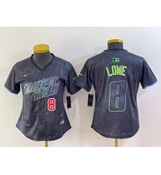 Women Tampa Bay Rays 8 Brandon Lowe Charcoal 2024 City Connect Limited Stitched Baseball Jersey 3