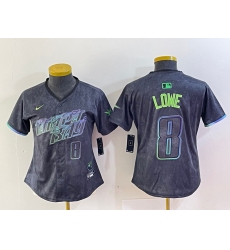 Women Tampa Bay Rays 8 Brandon Lowe Charcoal 2024 City Connect Limited Stitched Baseball Jerseys 5
