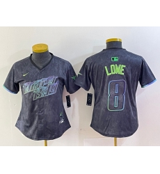Women Tampa Bay Rays 8 Brandon Lowe Charcoal 2024 City Connect Limited Stitched Baseball Jerseys  6