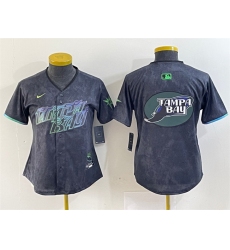 Women Tampa Bay Rays Team Big Logo Charcoal 2024 City Connect Limited Stitched Baseball Jersey