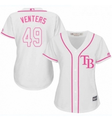 Womens Majestic Tampa Bay Rays 49 Jonny Venters Authentic White Fashion Cool Base MLB Jersey 