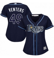 Womens Majestic Tampa Bay Rays 49 Jonny Venters Replica Navy Blue Alternate Cool Base MLB Jersey 