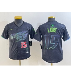 Youth Tampa Bay Rays 15 Josh Lowe Charcoal 2024 City Connect Limited Stitched Baseball Jersey  4