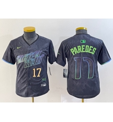 Youth Tampa Bay Rays 17 Isaac Paredes Charcoal 2024 City Connect Limited Stitched Baseball Jersey 1