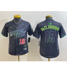 Youth Tampa Bay Rays 18 Shane McClanahan Charcoal 2024 City Connect Limited jerseys 1