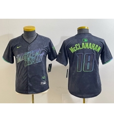 Youth Tampa Bay Rays 18 Shane McClanahan Charcoal 2024 City Connect Limited jerseys 4