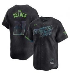 Youth Tampa Bay Rays 21 Jonny DeLuca Charcoal 2024 City Connect Limited Stitched Baseball Jersey