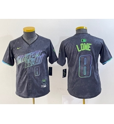 Youth Tampa Bay Rays 8 Brandon Lowe Charcoal 2024 City Connect Limited Stitched Baseball Jerseys 1