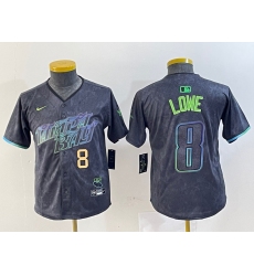 Youth Tampa Bay Rays 8 Brandon Lowe Charcoal 2024 City Connect Limited Stitched Baseball Jerseys 3
