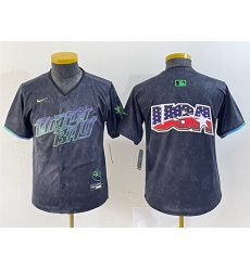 Youth Tampa Bay Rays Team Big Logo Charcoal 2024 City Connect Limited Stitched Baseball JerseyS