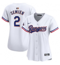 Women Texas Rangers 2 Marcus Semien White 2024 Gold Collection Stitched Baseball Jersey