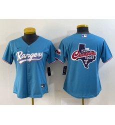Women Texas Rangers Blue Team Big Logo With Patch Stitched Baseball Jerseys