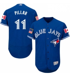 Mens Majestic Toronto Blue Jays 11 Kevin Pillar Authentic Royal Blue Fashion Stars Stripes Flex Base Jersey