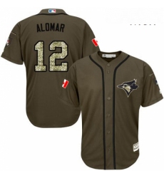 Mens Majestic Toronto Blue Jays 12 Roberto Alomar Authentic Green Salute to Service MLB Jersey