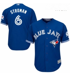 Mens Majestic Toronto Blue Jays 6 Marcus Stroman Replica Blue Alternate 40th Anniversary Patch MLB Jersey