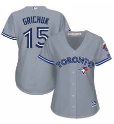 Womens Majestic Toronto Blue Jays 15 Randal Grichuk Replica Grey Road MLB Jersey 