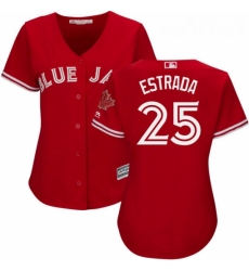 Womens Majestic Toronto Blue Jays 25 Marco Estrada Replica Scarlet Alternate MLB Jersey