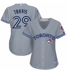 Womens Majestic Toronto Blue Jays 29 Devon Travis Authentic Grey Road MLB Jersey