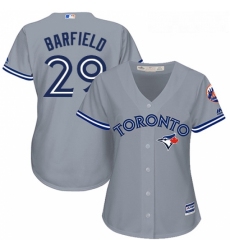 Womens Majestic Toronto Blue Jays 29 Jesse Barfield Authentic Grey Road MLB Jersey 