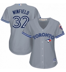 Womens Majestic Toronto Blue Jays 32 Dave Winfield Replica Grey Road MLB Jersey 