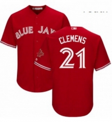 Youth Majestic Toronto Blue Jays 21 Roger Clemens Replica Scarlet Alternate MLB Jersey