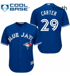 Youth Majestic Toronto Blue Jays 29 Joe Carter Authentic Blue Alternate MLB Jersey