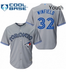 Youth Majestic Toronto Blue Jays 32 Dave Winfield Replica Grey Road MLB Jersey 