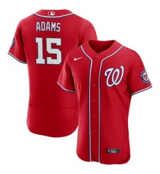 Men Washington Nationals 15 Riley Adams Red Flex Base Stitched MLB Jersey