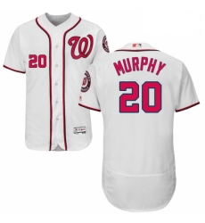 Mens Majestic Washington Nationals 20 Daniel Murphy White Home Flex Base Authentic Collection MLB Jersey